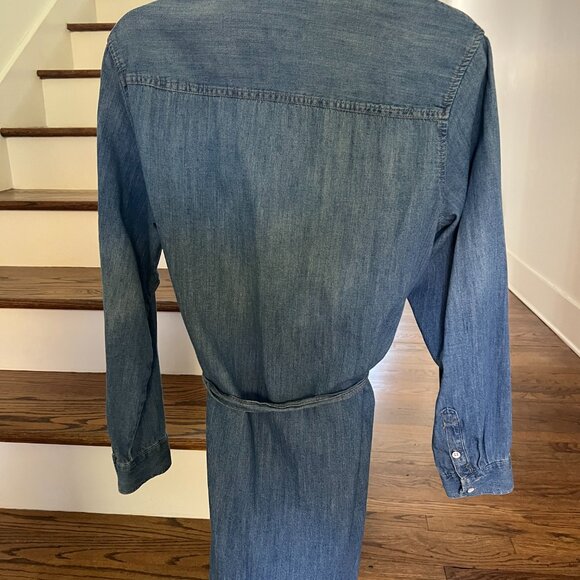 Universal Thread Denim Shirt Dress – Medium – Belted, Frayed Hem - Picture 2 of 4